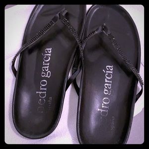 Pedro Garcia Black Annabel Swarovski crystal thong